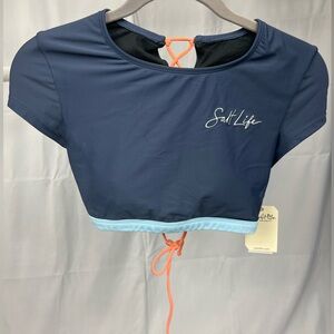 Salt Life Women's Juniors Navy Crop Bikini Top